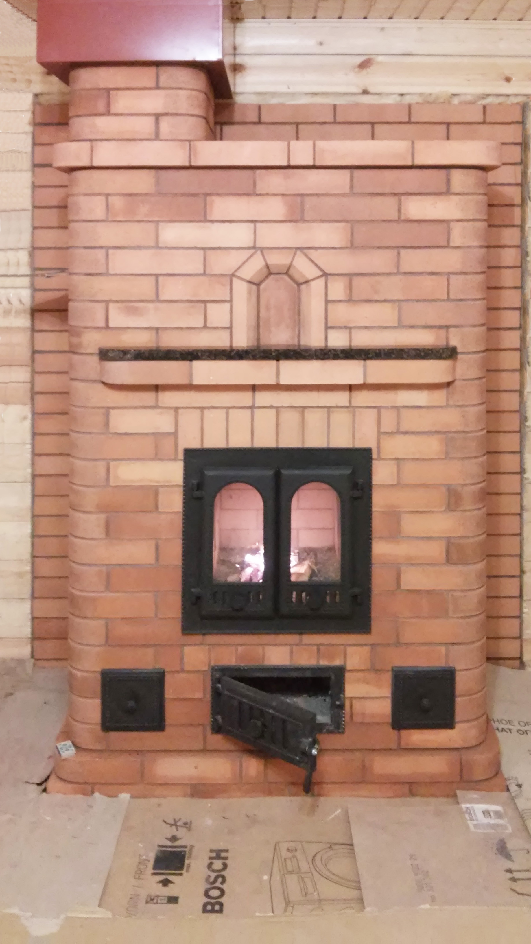 Печной комплекс: Камин отопительный,  каркас варочной плиты, отопительный щиток, 